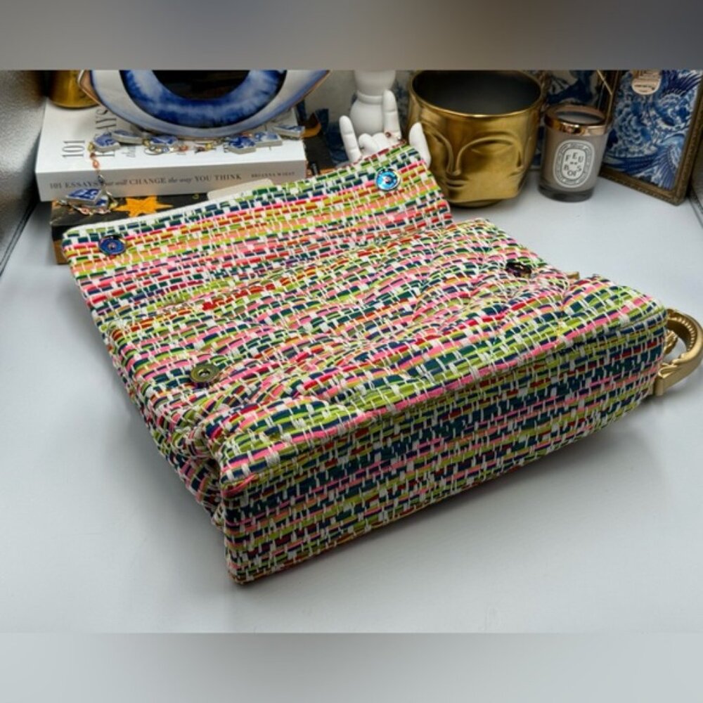 🆕 KURT GEIGER LONDON 🧿 NWOT Large Tweed Kensington, Multicolour Woven - Picture 13 of 15